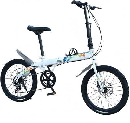 LINCYS Bicicleta Plegable Robusta 20 Pulgadas, Marco de Acero al Carbono, Frenos Doble Disco, Horquilla con Resorte - para Uso Diario, Adultos y Jóvenes Activos