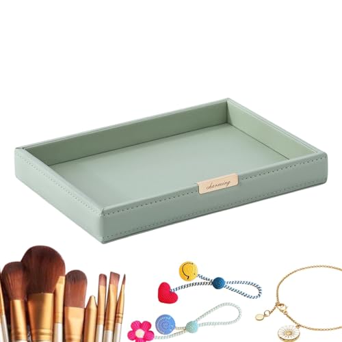 Bandeja de piel vacía de bolsillo organizador de almacenamiento para llaves, organizador para guardar joyas, cosméticos, entrada, bandeja para llaves, 23,2 x 16,3 x 3 cm