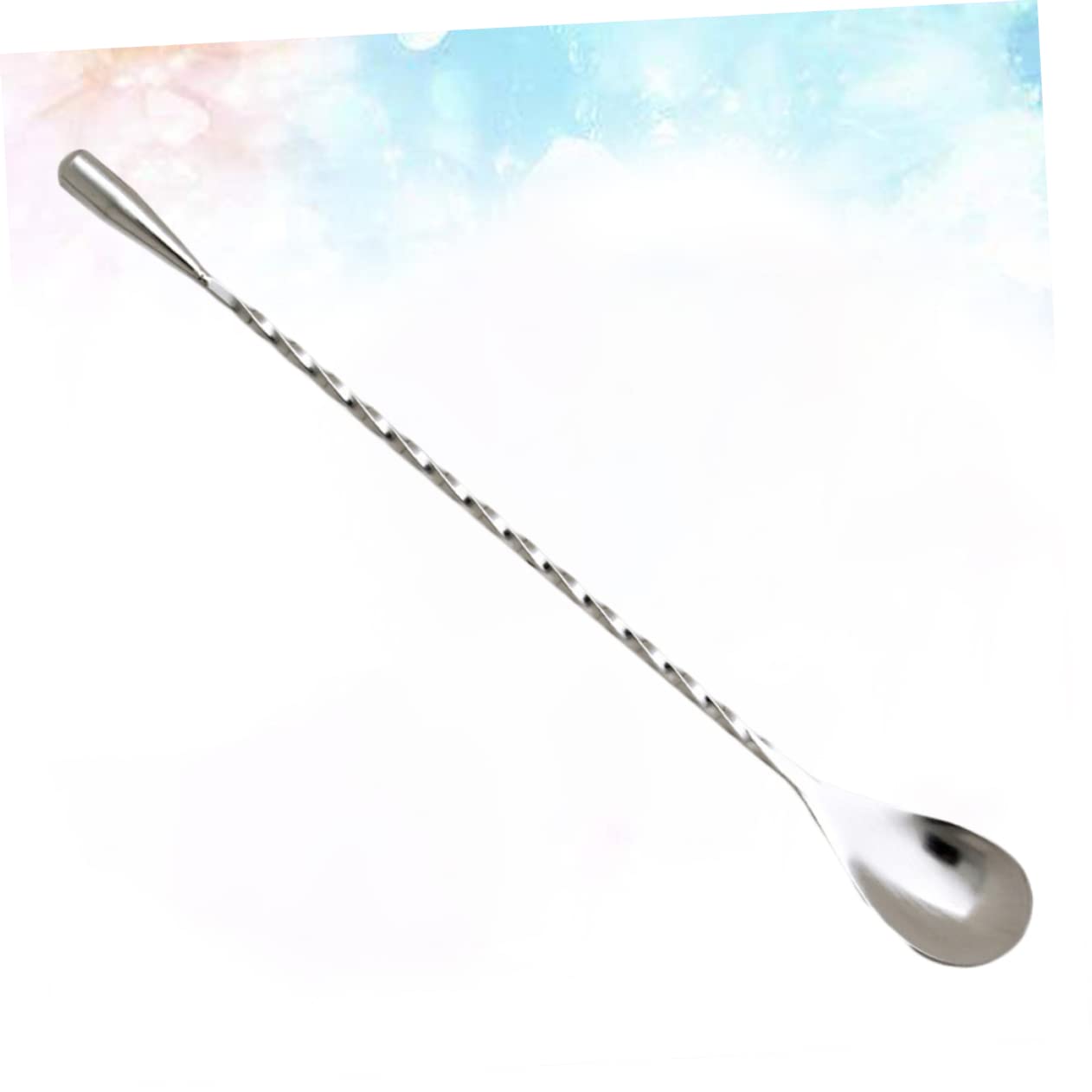 Amosfun 9 Stk Cocktaillöffel Tiki Rührstäbchen Kaffeerührlöffel Spiralstab -Rührstäbchen Rührlöffel mit langem Griff bar stool bartwuchsmittel Edelstahllöffel Kaffeelöffel Silver