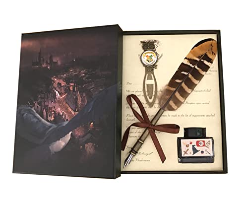 OPENDGO Juego de pluma de regalo con marcapáginas, pluma de inmersión antigua, pluma de caligrafía, pluma de escritura con tinta, el mejor regalo para niños y Navidad