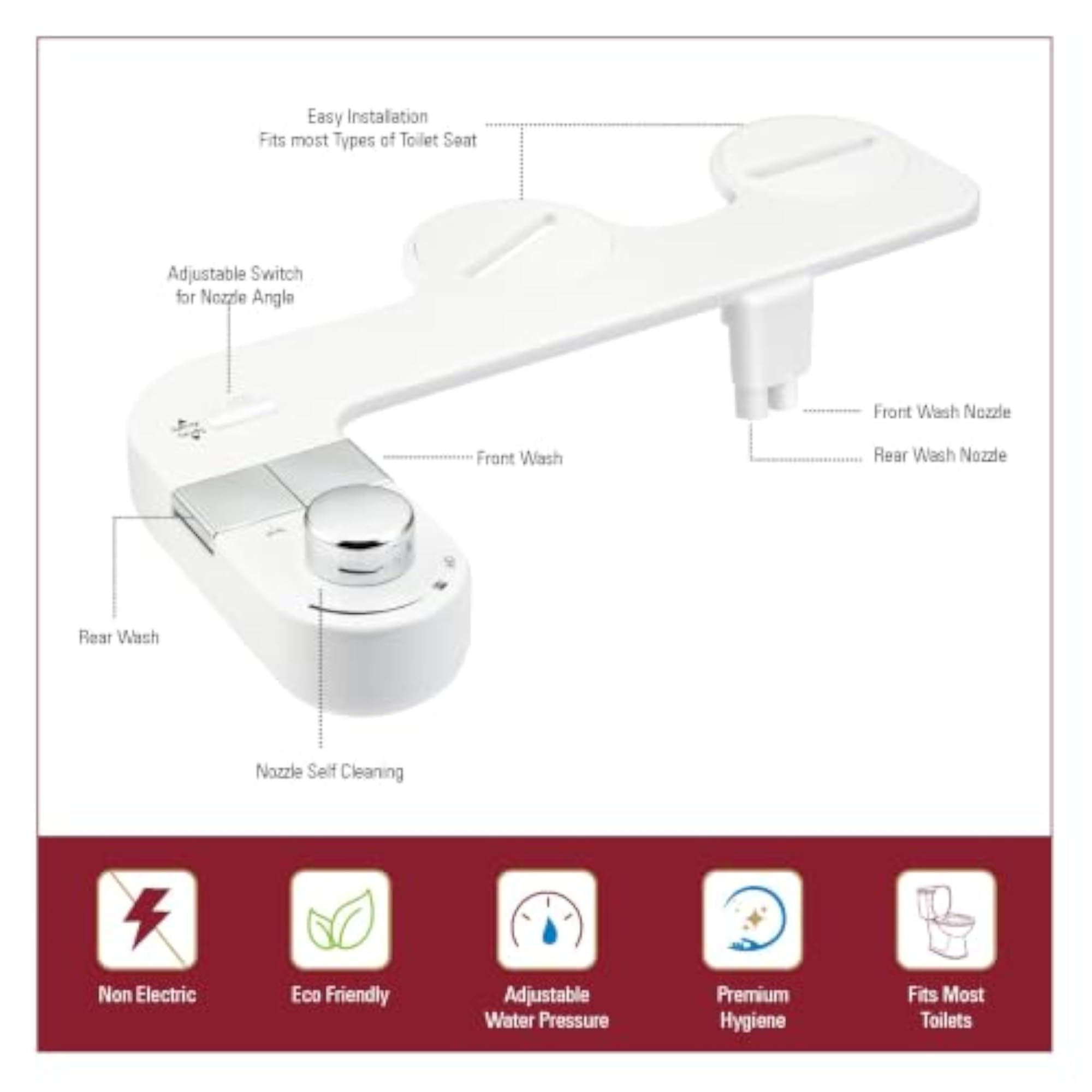 WATER Bidet Seat Attachment for Western Toilet