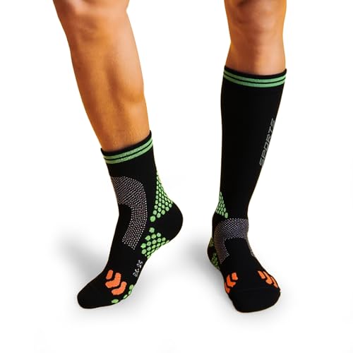 Compression Socks for Men & Women, Crew & Knee High Athletic Socks, Best for Sport Medical Running, 2 Pairs L