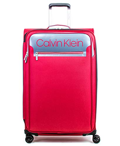 Calvin Klein Flare Softside Spinner Luggage, Grey/Red, 29 Inch2