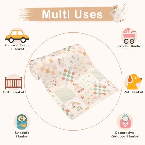 Image of SWESEN Baby Blanket for Girls, Super Soft Double Layer Minky Blankets with Dotted Backing, Floral Toddler Newborn Nursery Bed Blankets, 30 X 40 Inches, Elephant
