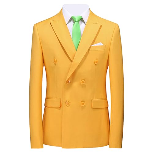 Blazer hombre slim fit doble botonadura amarillo miniatura 1