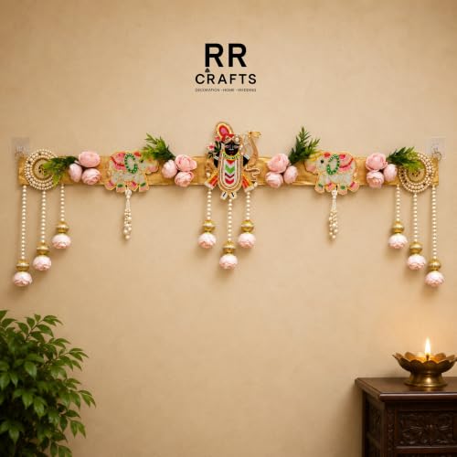 Image of Shree Nathji Door Toran|Decorative Banderwal for Main Door|Premium Beaded Wall Hanging with Elephant Motif & Pearl Latkans|Festive Home Decor for Diwali,Pooja,Wedding & Housewarming|38 Inch