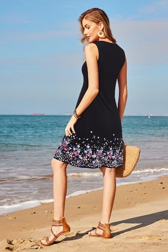 Image of KILIG Women Soft Casual Beach Sundress Floral Pleated Vintage Tank Dress 2026