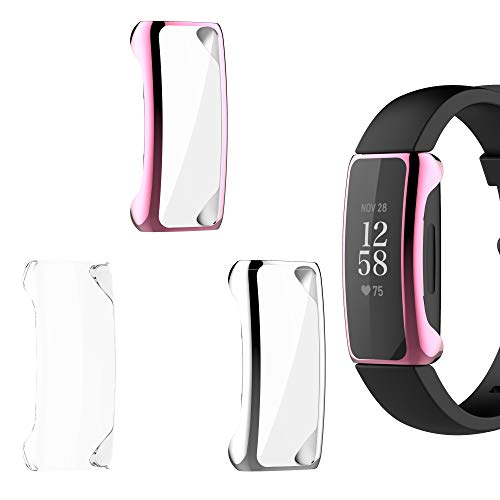 For Fitbit Inspire 2pXN[veN^[P[X 7^J[ tJo[ \tg|J[{l[gϏՌP[X یXN[Jo[ op[VF For Fitbit Inspire HR/2/Inspire 2 HRp (3c