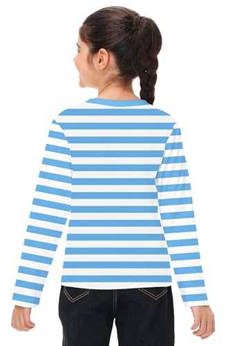 Image of Remimi Kids Striped Shirts Long Sleeve Boys Girls Crew Neck Holiday Tshirts 3-14 Years