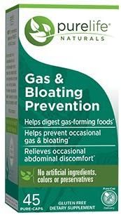 PureLife Natural Gas & Bloating Prevention, 45 Pure Caps each