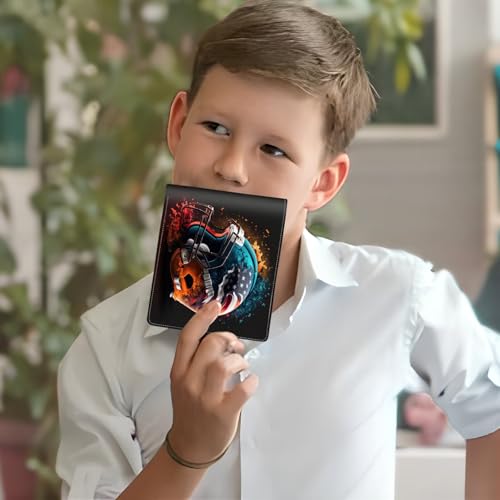 Image of Boys Wallet for Teens, Cool Kids Wallet for Boys Ages 8-10 9-12 11-15, Funny Helmets Leather Bifold Rfid Blocking, Coin Pocket Id Window for Teen Men Youth Guys Birthday Christmas Gifts