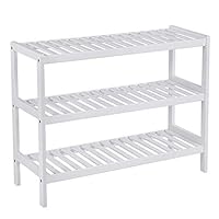 Taylor & Brown 3 Tier White Bamboo Shoe Rack Shelf Organiser Ideal for Bedroom, Bathroom, Hallway & Small Spaces Large Capacity Up to 12 Pairs of Shoes (54.5x70x24.5cm)