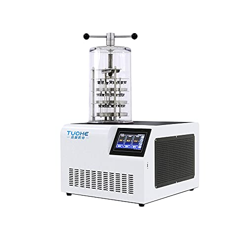 TUOHE-Desktop Lab Vacuum freeze dryer, freeze-drying area 0.08m2, 180mm three-layer tray, pre-freezing function, for biological research, chemical industry, food processing freeze-drying (THLG-10B)