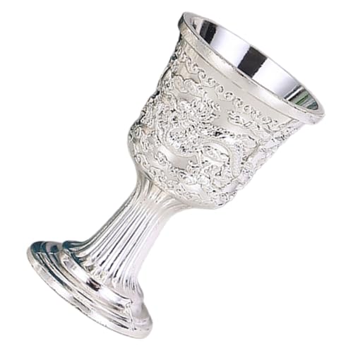 Toyvian Vintage Trinkkelch aus Zinklegierung Multifunktionaler Schnapsbecher mit Feinem Muster Elegantes Weinglas für Zuhause Hochzeit Party und Geschenkidee