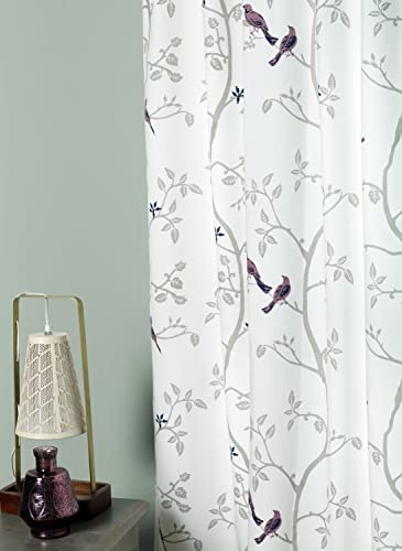 Image of Tranquebar Curtain Co. Window Curtains 6 Feet, 60-65% Room Darkening, Pink Bird Print, Cotton Curtains for Window, Cotton Curtains 6 Feet Long Set of 2, BackTab Loops, Design Yori (183 cm) - Set of 2