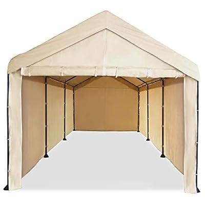Caravan Canopy Tent Sidewalls for Mega Domain Carport with Straps, Ideal for Garage Storage, Inflatable Garage Covering, Tan (Sidewalls Only)
