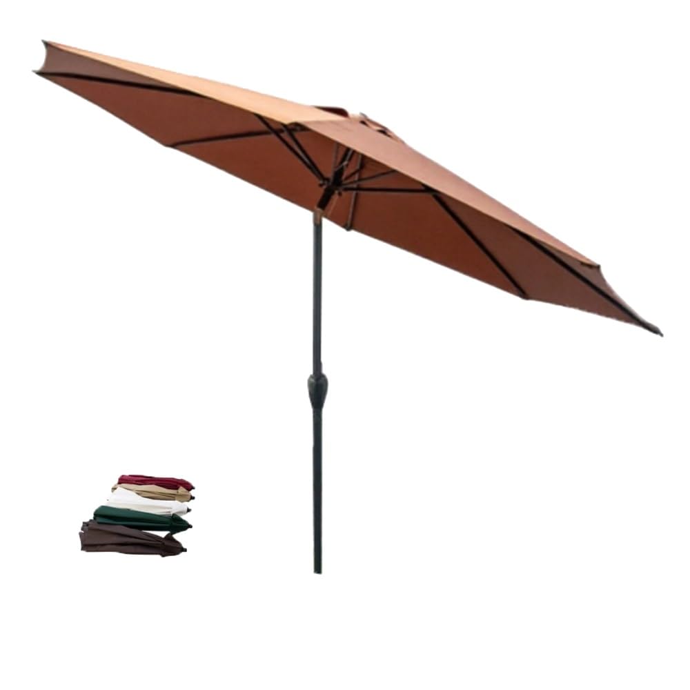 270cm Ombrellone Da Giardino Ombrellone Per Esterni Palo In Metallo | Ombrellone Da Balcone 8 Costole Ombrello Da Patio Inclinabile Con Manovella Parasole Per Piscina