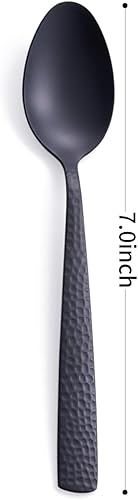 Miniatura 10 de FULLYWARE - Juego de 6 cucharas de postre color negro mate, 7.0 pulgadas, acero inoxidable, color negro, acabado satinado