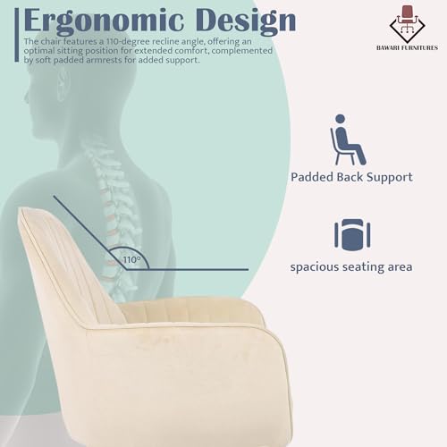 Image of Plush Dining Chair | Accent Chair for Living Room Bedroom Restuarant | Velvet Fabric & Thick Cushion Seat with Sturdy Glossy Metal Legs (Black Legs, White)