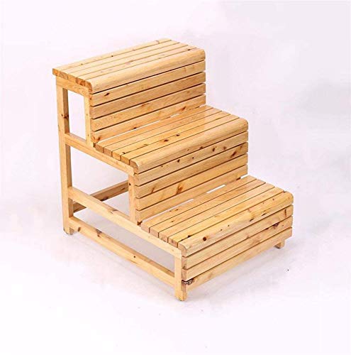 Chaise pliante et tabouret de salle de bain à 3 marches en bois naturel - 2