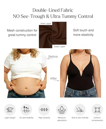 Image of Popilush The Shapewear Bodysuits for Women - Tummy Control Shapewear with Underwire Strong Support for Large Bust