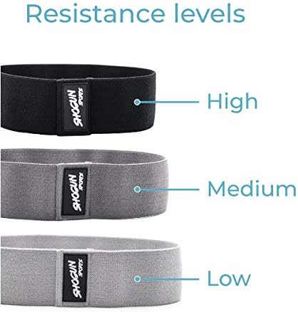 Miniatura 3 de Shogun Sports Bandas de resistencia de cadera. Juego de 3 bandas de tela para la cadera para activación de glúteos, ejercicios de glúteos y