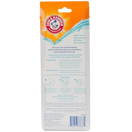 Arm & Hammer for Pets Complete Care Cat & Kitten Dental Kit | Includes 2.5 oz Tuna Flavor Enzymatic Cat Toothpaste, Cat Toothbrush, and Rubber Finger Brush for Cats