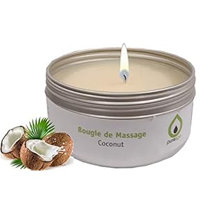 Purespa Duftende natürliche Massagekerze – 100 % sinnlich und entspannend (Kokosnuss, 80 gr)