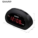 Sharp Small, Space-Saving Digital Alarm Clock – Compact Bedside Clock with Large Red LED Display, Easy Top Button Controls, Snooze, and Battery Backup – Perfect for Bedroom, Dorm, or Travel - Image 2