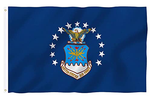 Bandera de la Fuerza Aérea de Estados Unidos de 3 x 5 pulgadas para exteriores, de doble cara, resistente, duradera, 3 capas, bandera de la Fuerza Aérea de Estados Unidos con 2 ojales