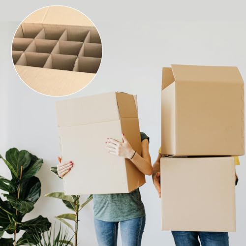 Image of 4 Sets Dish Packing Kit, Glass Divider Kits with 50 pcs Foam Pouches Fits in 16x12x12 Inch Box