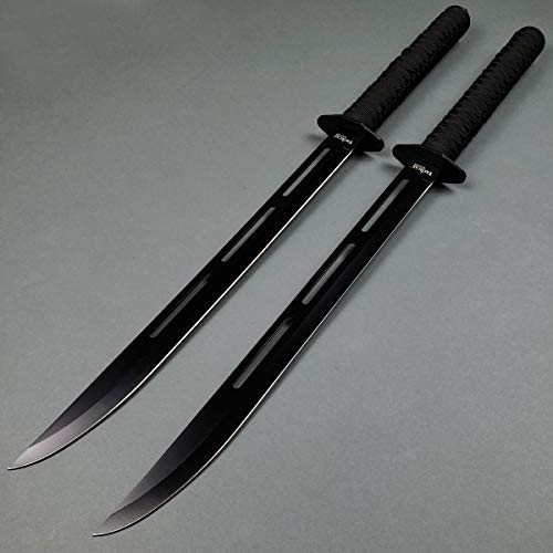 2 PCS Tactical Machetes, Tactical Fixed Blade Survival Katana Sword Set. for Camping, Collections, Gifts, Survival Tool Gear (Black-A) - Thumbnail 4