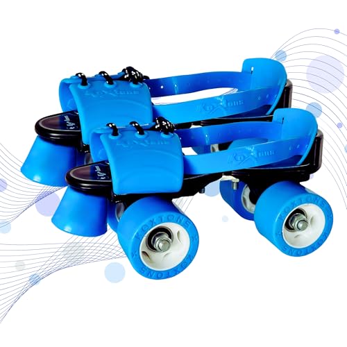 Image of Skating Shoes - Roller Skates for Kids 6-12 with Auto Precision Ball Bearings, 50mm Anti Skid Vinyl Wheels, Toe Stoppers, Bigger Wheel Size, Blue, Super Xplod