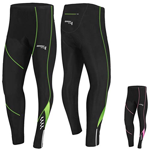 Mallas de ciclismo acolchadas de invierno, pantalones térmicos para andar en bicicleta, para mujer (Black/Green Model 2, M)