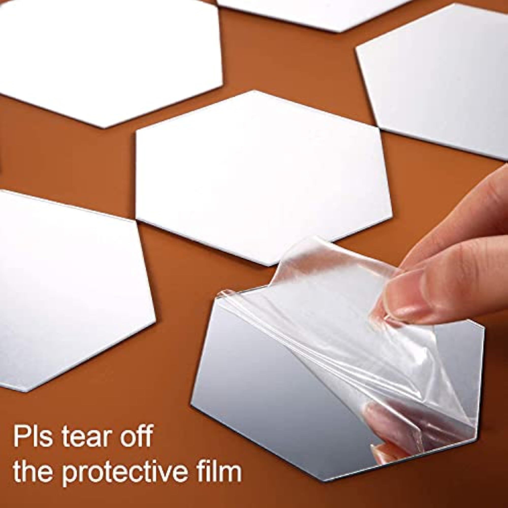 Hexagon Mirror Wall Sticker Set, 12 PCs