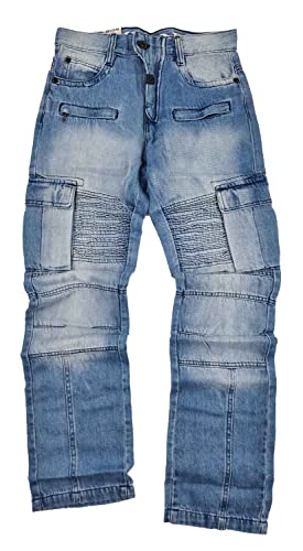 Jean cargo denim homme multi-poches avec fermeture éclair fluide
