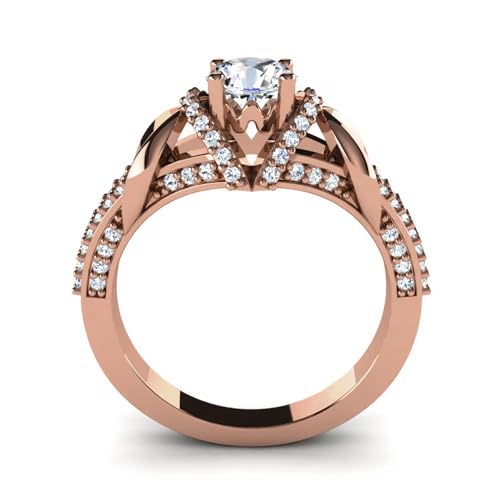 IGI Certified 1.23 CT Lab Grown Diamond Wedding Engagement Ring Bridal Set for Women, Solid 10/14/18K Gold or Sterling Silver, Name Engraved Halo Half-Eternity Diamond Ring Band, Ring Size 4-154