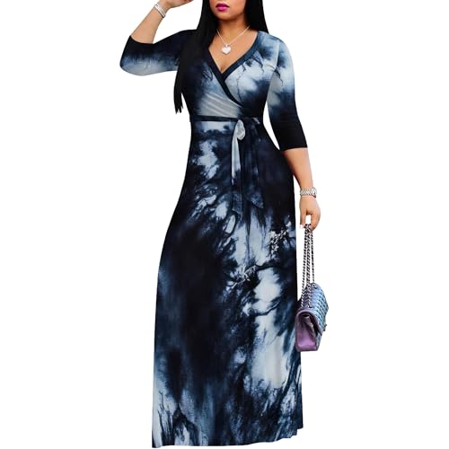 Image of PinkPatty Women's Plus Size Maxi Dress 3 /4 Sleeves Casual Flowy Long Dress for Vacation with Pockets