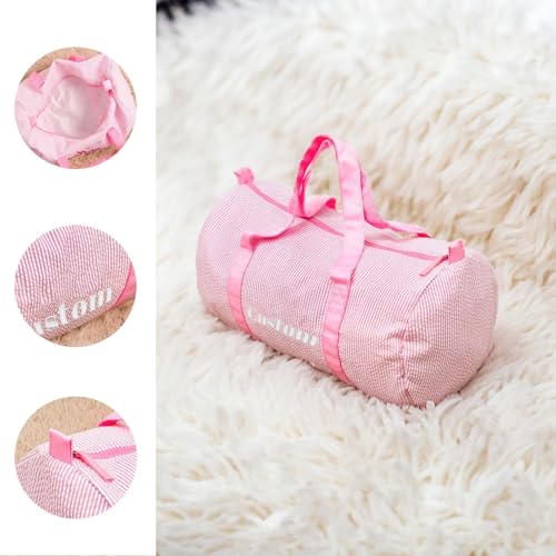 Custom Embroidered Name Duffle Bag Personalized Sport Gym Bags for Women Men Overnight Bag for Teenage Birthday Gifts Personalized Preppy for Travel and Sports Lovers Pink3