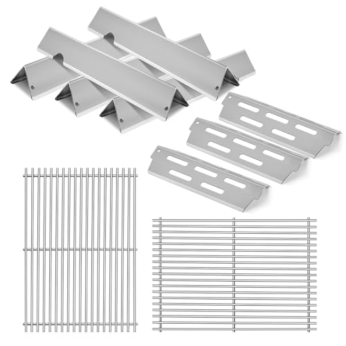 OTAMECE Stainless Steel Grill Grates with 66032 Flavorizer Bars for Weber Genesis II Grill Parts GS4,66095 Cooking Grates 66795 Heat Deflector Replacement Parts for Weber Genesis ii E-310 E-315 S-335
