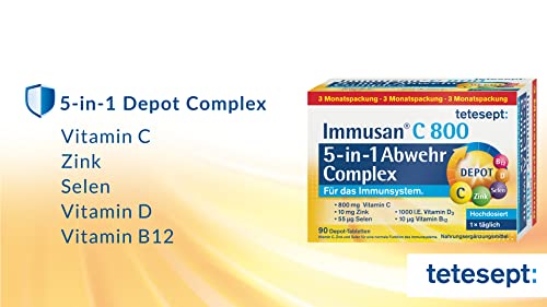 Tetesept Immusan C 800 5-in-1 Depot Complex Tabletten zur Unterstützung des Immunsystems