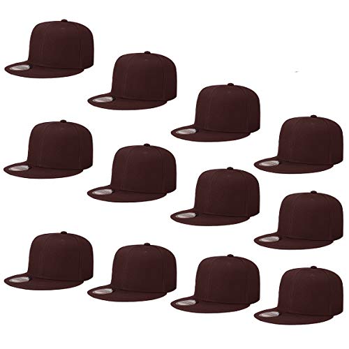 Image of Falari Wholesale 12 Pack Snapback Hat Cap Hip Hop Style Flat Bill Blank Solid Color Adjustable Size