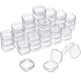 48 Packs Clear Small Plastic Containers Transparent Storage Box with Hinged Lid for Small Items Crafts Jewelry (1.37 x 1.37 x 0.7 Inches)