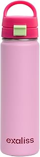 22 oz Insulated Stainless Steel Water Bottle with Chug Spout | Flip-Top Lid | Leakproof | Fits backpack and Car Cupholder (Blush Pink)