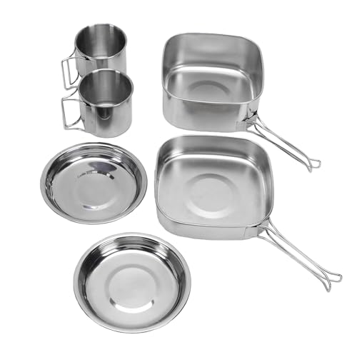 Set de Cocina Portátil para Camping BAFOVY de Acero Inoxidable con 6 Piezas Apilables para 2-3 Personas miniatura 1