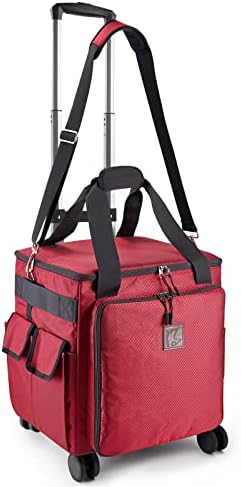 BatlFrist Rolling Serger Sewing Machine Bag with Universal Wheels, with YKK zipers,Organizer Tote for Sewing Thread & Supplies