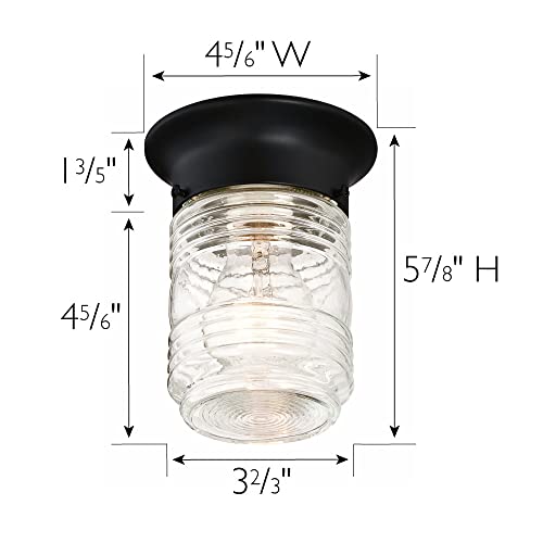 Design House 587220 Jelly Jar 1-Light Indoor/Outdoor Flush Mount Ceiling Light, Black - Image 3