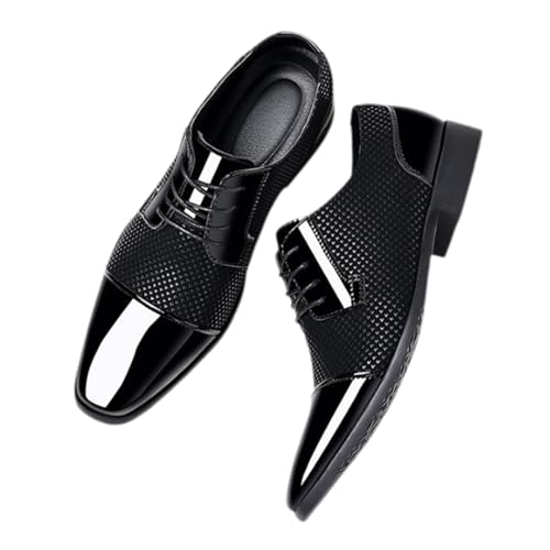 Yummsion Zapatos Formales De Negocios para Hombres,Zapatos Negros Hombre Vestir Traje,Zapatos De Charol Hombre,Antideslizante,CóModo,Antiolor,FáCil De Limpiar,para Negocios E Informal