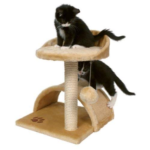 BUNNY BUSINESS Cat Bed and Scratching Post with Hanging Ball Vitoria Cat Tree, Beige