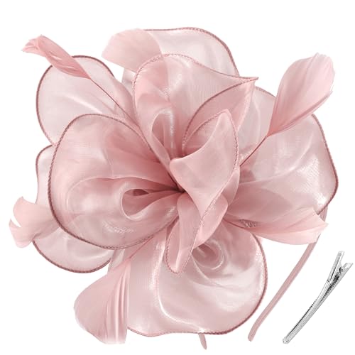 Image of DRESHOW Fascinators Hat Tea Party Headwear Ribbons Feathers on a Headband and a Clip for Women